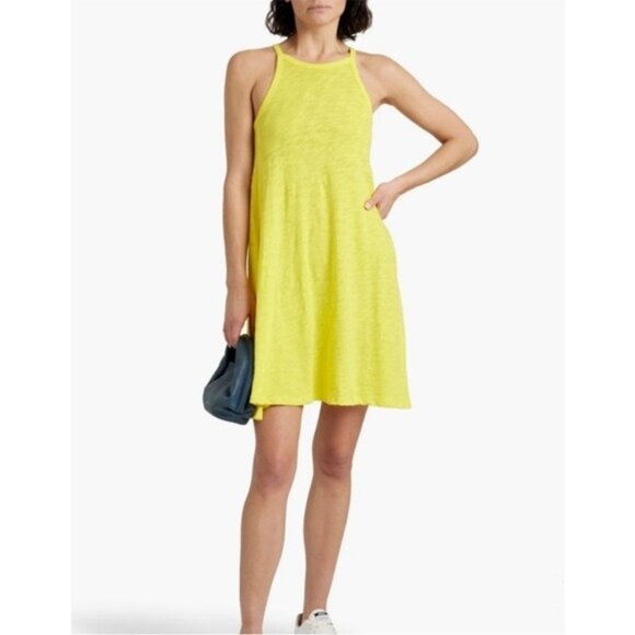 ATM Anthony Thomas Tank Cotton Baby Tee Dress Chartreuse Sz Medium Bright Yellow - Picture 1 of 7